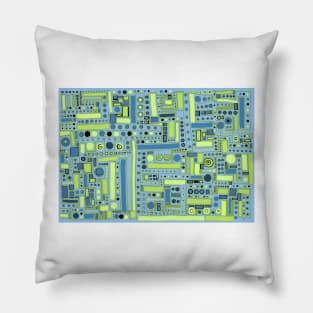 Funky Maze ~ Cornflower Blue and Tea Green Pillow