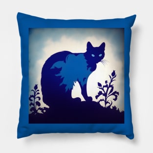 Royal Blue Cat silhouette Pillow