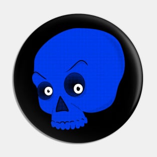 Newsprint Scary Blue Skull Pin