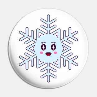 Cartoon Kawaii Snowflake with Star Strucking Face Pin