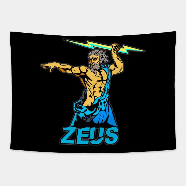 Zeus Greek god Tapestry by Catfactory