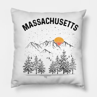 Massachusetts State Vintage Retro Pillow