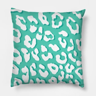 White Leopard Print Mint Pillow