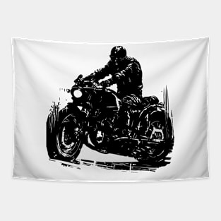 abstract stencil art biker and motorcycle Tapestry