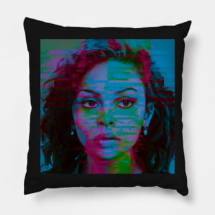 Outstanding - Neon Portrait Glitch Art Pillow
