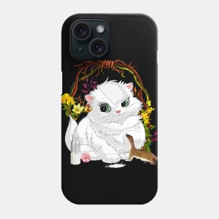 Sweet little cat with otter drinking milk Phone Case