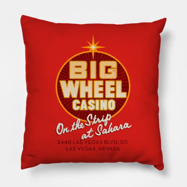 Vintage Big Wheel Casino Las Vegas Pillow by StudioPM71