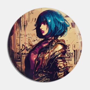 Grunge anime cyber girl graffiti street art Pin