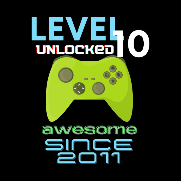 Level 10 Unlocked Awesome 2011 Video Gamer by Fabled Rags 