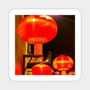 Red lantern street lights for Chinese New Year SQ Magnet