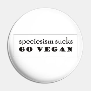 Speciesism Sucks - Go Vegan - powerful text design - on white Pin