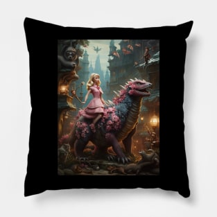 Barbie and Godzilla Pillow