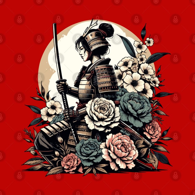 Samurai woman with flowers by Art_Boys