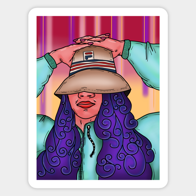 Girl In Bucket Hat Vaporwave Art Sticker Teepublic 103 transparent png of bucket hat. girl in bucket hat