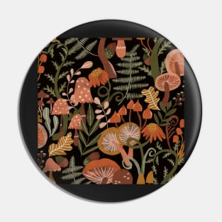 Avery black woodland toadstools earth tones Pin