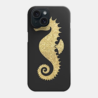 Gold Faux Glitter Seahorse Phone Case