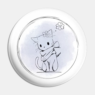 Adorable Cat Love Dreaming Digital Art Drawing Pin