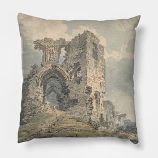 Denbigh Castle by Thomas Girtin, circa 1793 Pillow