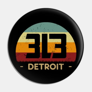 Retro Sunset - 313 Detroit Pin