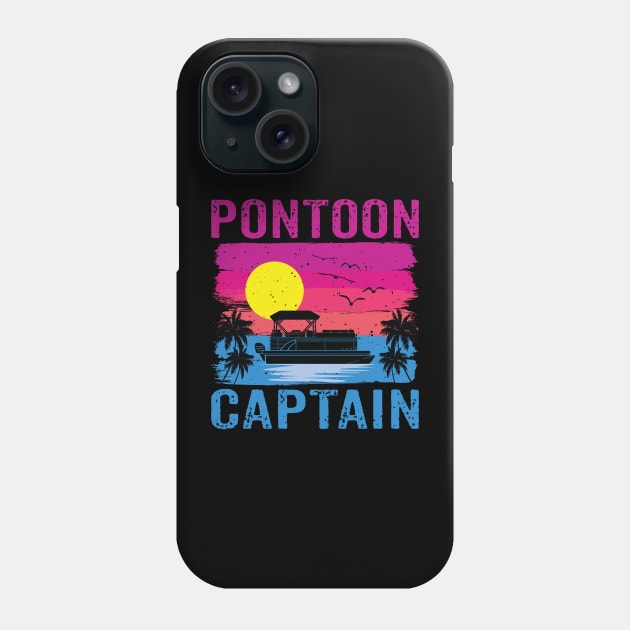 Vintage Style Pontoon Captain Shirt Funny Pontoon Boat Lover Phone Case by Sowrav