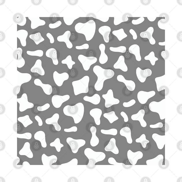 White Dairy Cow Print Pattern on Grey Background by Cow Print Stuff