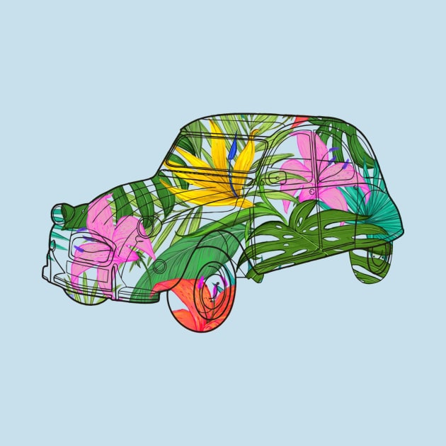 Floral Old Car by RK Holliday Store