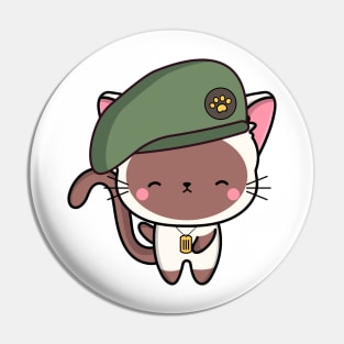 Green Beret White Cat Pin