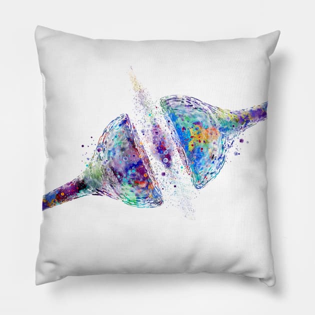 Synapse Receptor Brain Nerve Cell Watercolor Pillow by LotusGifts