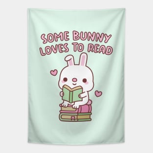 Cute Some Bunny Loves To Read Funny Pun Tapestry