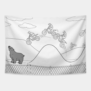 Dumb Bear Motocross Tapestry