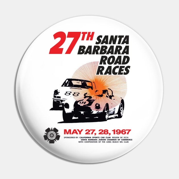 1967 Santa Barbara Road Races Pin by retropetrol