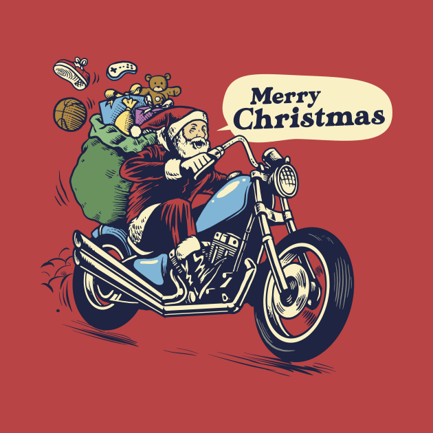 Retro Santa Claus on a Motorcycle by SLAG_Creative