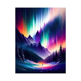 Aurora Borealis In Watercolor Style - AI Art T-Shirt