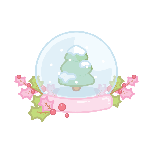 Christmas Pink Snowglobe Christmas Tree by cSprinkleArt