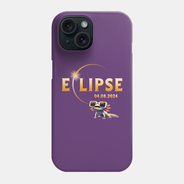 Total Solar Eclipse Shirt 2024 Axolotl in Astronomy Glasses Phone Case by Tylerestra