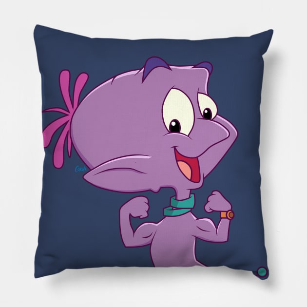 Widget the World Watcher muscle pose Pillow by corzamoon