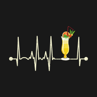 Funny Cocktail Hurricane Glass Heartbeat Happy Cocktail Hour T-Shirt