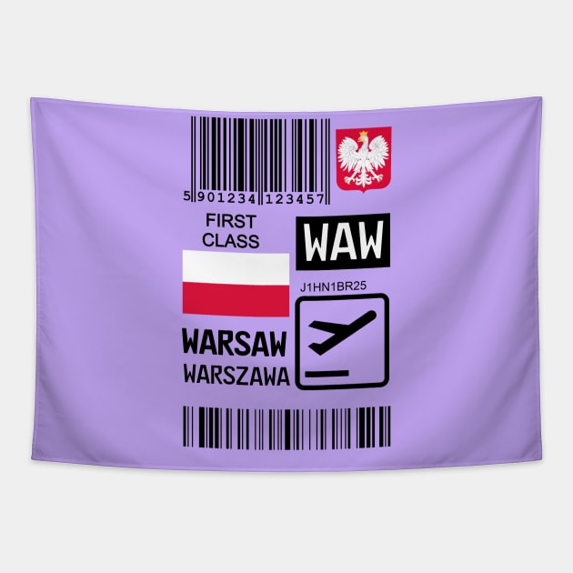 Warsaw Poland travel ticket Tapestry by Travellers