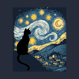 Van Gogh Cat T-Shirt