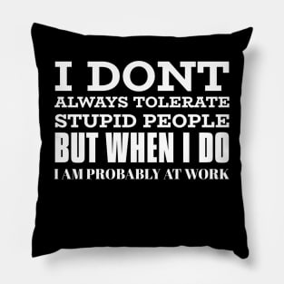 I Don't Always Tolerate Stupid People But When I Do I Am Probably At work Pillow