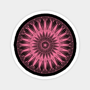 Mandala (light pink on black) Magnet