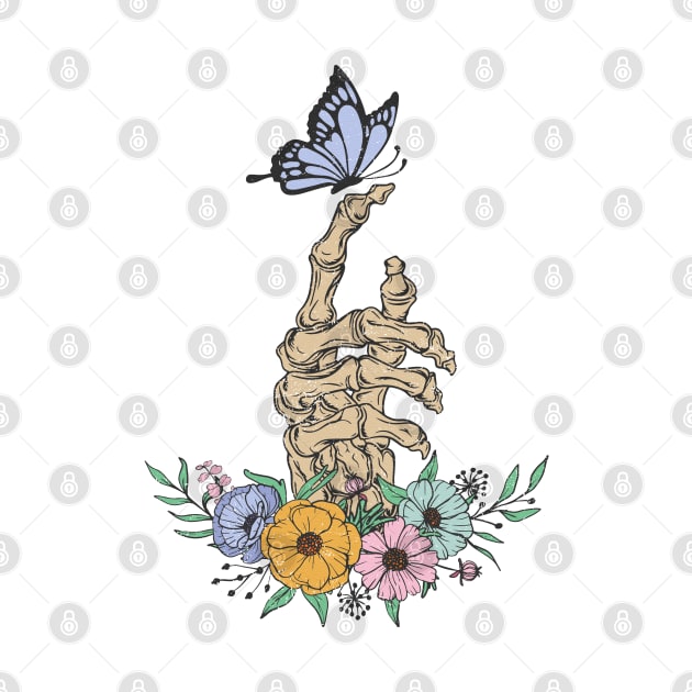 Skull with flowers and butterfly by Blossom Self Care