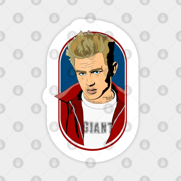 James Dean Tattooed Magnet by Malakian Art