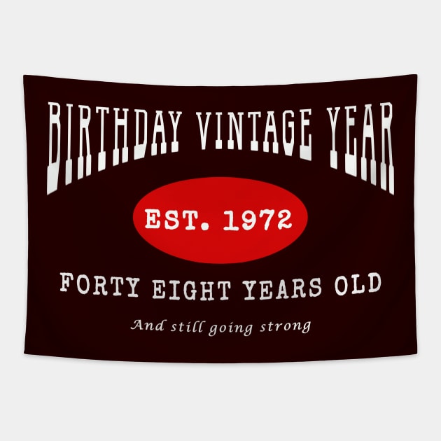 Birthday Vintage Year - Forty Eight Years Old Tapestry by The Black Panther