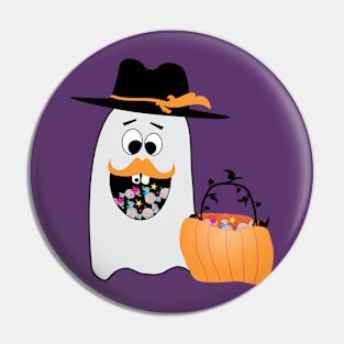 Silly Halloween Ghost Wants Your Candy Pin