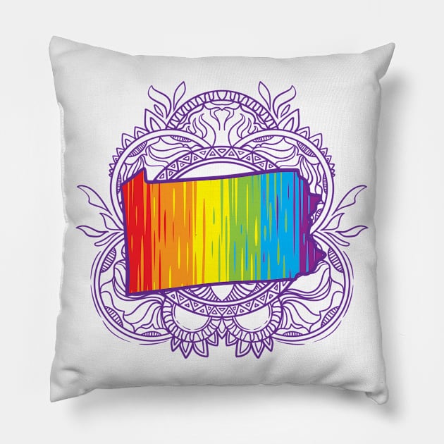 Pennsylvania Mandala Pride Pillow by Manfish Inc.