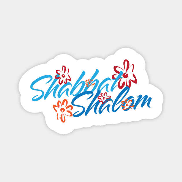Floral Shabbat Shalom Greeting Magnet by sigdesign