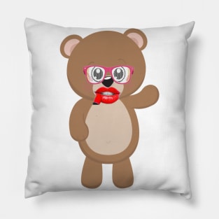 BEAR IN RED LEPS ART Pillow