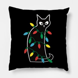 Christmas Lights Cat Pillow