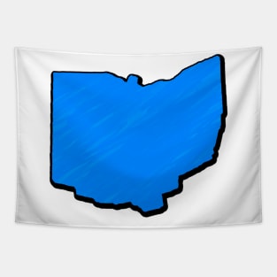 Bright Blue Ohio Outline Tapestry